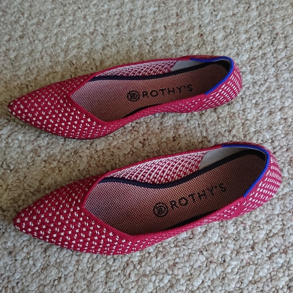 Rothy's The Point Red Apple Honeycomb Knit Flats size 9 - Picture 1 of 12